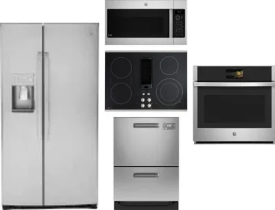 5 Piece Package Includes Refrigerator, Cooktop, Wall Oven, Microwave And Dishwasher